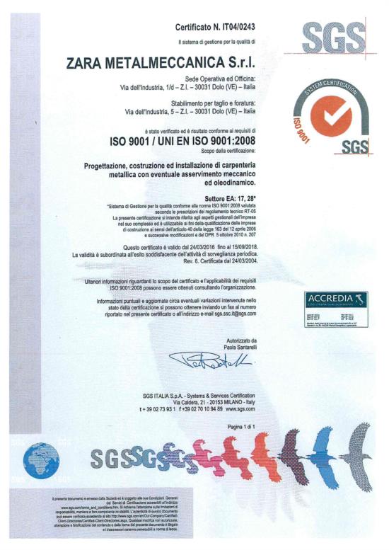  è certificata ISO 9001